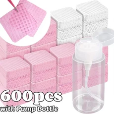 1+1 한개가격으로두개드립니다 20~600개입 보풀 없는 네일 와이프 젤 클렌징 티슈 알루미늄 무첨가 네일 폴리시 리무버 패드 (나이아트 뷰티 클리닝 케어 도구용) 좋습니다 굿, 핑크색 물티슈 100매