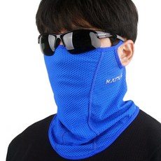 여름용 냉감 쿨 자전거 마스크 골프 자외선차단 얼굴 가리개 제트9, 1개, 블루