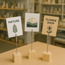 클라이트 내추럴 우드 메모 꽂이 명함 가격표 네임택 홀더, 10개