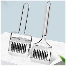 LuckyLight 고급 스테인리스 스틸 파스타 절단기 국수 기계 그레이팅 롤러 휴대용 반죽 시트 2피스(실버)