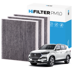 2+1 하이필터 PM 0.3 활성탄 자동차 에어컨 필터 KGM, 3개, 올 뉴 렉스턴 (2세대/Y450) HI-M113