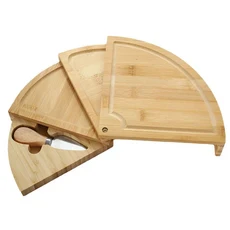 대나무 치즈 도마 세트 회전식 야채 나이프 포함 스테이크 빵 과일 스낵 접시, 01 wood