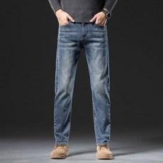 鬼洗 直筒牛仔褲 男款 大尺碼 寬鬆 休閒 長褲 彈力 寬褲 工作 運動 鬆緊帶 彈性 長褲 彎刀牛仔長褲