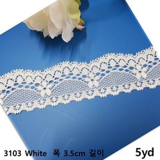 dklace 스판레이스모음 / 레이스 3103 폭 3.5cm 자가드, 화이트_5yd, 1개