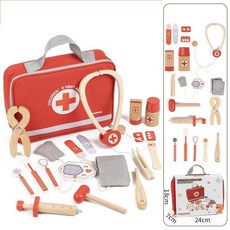 나무로 만든 역할놀이 교육용 장난감 의료 시뮬레이션 약상자 세트, Bag Set