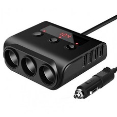SY-TR12 車載充電器 一拖三 4USB 獨立開關, 1個, 全黑