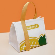 新款防水織帶飯盒袋加厚鋁箔保溫包學生上班族帶飯手提便當包餐包, 1個, 1個, 白色菠蘿 普通款