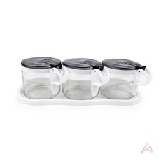 양념통세트 간장 소스통 오일 조미료 글라스양념통, 1세트, 화이트