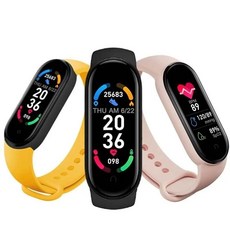M6 스마트밴드 시계 팔찌 손목밴드 피트니스 트래커 혈압 심박수 BP 모니터 방수 스포츠 스마트밴드, 블랙