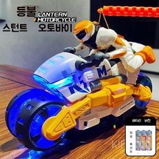 제니오숲 전기회전 오토바이 장난감, 흰색-배터리+랜턴