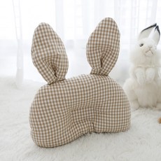 신생아 토끼디자인 짱구베개 체크4종 아기 두상 베개, 1개