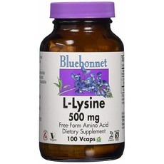 Bluebonnet L-賴氨酸蔬菜膠囊 500mg, 100顆, 1罐