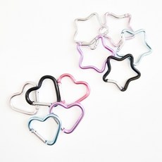 키링부자재 악세사리부자재 하트 별 카라비너, 1개, 별 카라비너-실버