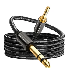 3.5mm ~ 6.35mm 스테레오 오디오 케이블 기타 아이팟 노트북용 1/4" TRS (금도금 길이 1m 15m), 01 Black, 05 1m