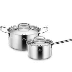 라헨느 더 퀸 포토프 스테인레스 IH 냄비 2종(편수16 양수18), 실버, 1세트