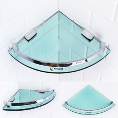 강화유리 알루미늄 인조대리석 욕실 코너선반, 07.각진 블랙 강화유리 욕실 코너선반, 1개
