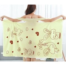 샤워타올 원피스 가운 원피스 타올 샤워 가운 타올 수건, 옐로우, 1개