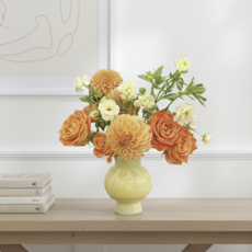 희비키 우윳빛깔 도자기 오브제 화병, 옐로우