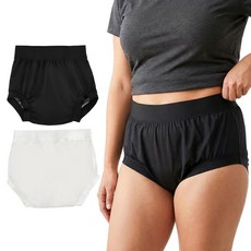 방수 속옷 요실금 팬티 기저귀 커버 2매입 누수방지 하이웨스트 재사용 가능 언더웨어, 3X-Large, Blackwhite-2pcs