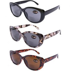 여성과 남성을 위한 DOOViC 바이포칼 선 리더 스타일리시 리딩 안경 고양이 안경테 선글라스, 3.00 Strength, 1개