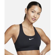 나이키 NIKE 티셔츠 스우시 미디엄 서포트 패드 스포츠 브라 W - 블랙:화이트 DX6822-010