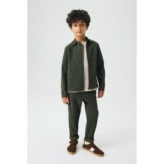 H&M 브랜드관 리브드 벨루어 팬츠 다크 그린 1306997001