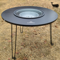마운틴하이커 캠핑 바베큐 테이블 접이식 화로 화로대 난로 테이블 원형 + 수납가방, 바베큐테이블 블랙+수납가방
