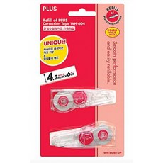 PLUS 플러스 수정테이프 화이트 수정액, 1개, WH-604R 리필 2개입 (4.2mm x  6M)