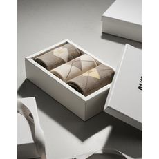 26FW [여성양말1위][무압박][여성중목3족] 체크 포인트 면혼방 중목 3족세트 DCSS6F703WT