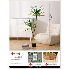 조화장식 드라세나 마지나타 조화소품 인조나무 거실 식물, 1.4m 조밀한잎사귀 블랙 받침대
