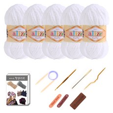 마마니트 벨루토실 5볼 목도리 DIY 세트, 1세트, 밀크