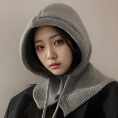 제이킨 니트 바라클라바 겨울 후드 넥워머, 바라클라바-그레이