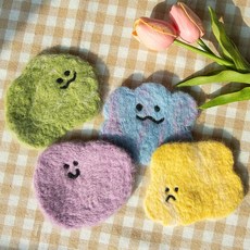 티코스터 양모펠트 컵받침 만들기 DIY키트 솜씨키트, 양모티코스터(B세트)-노랑연두, 1개