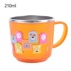 lilfant 韓國製304不銹鋼兒童防滑隔熱漱口杯 寵物當家主題 210ml 橙色, 1個, (特價) 寵物當家210ml