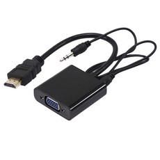 HDMI轉VGA轉換器 鍍金接頭 轉換線 帶聲音 3.5mm, 1個, 詳見包裝