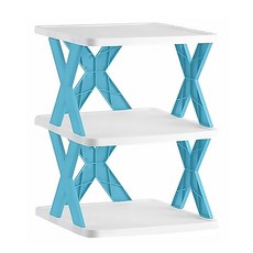 多層X型鞋架 多層鞋架 分層鞋架 拖鞋架 組合鞋架 室內拖鞋架 鞋櫃鞋架 鞋收納 鞋盒 鞋架, 北歐藍【3層】, 1個