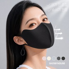 남녀공용 숨쉬기편한 자외선차단 3D입체 여름 쿨링 마스크 골프 등산 아웃도어 귀 안 아픔, 1개, 블랙