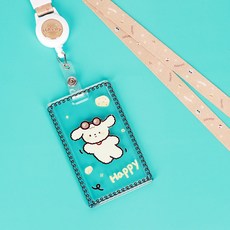 치즈독 사원증 케이스 클리어 카드홀더 간호사 릴홀더 스트랩 3종