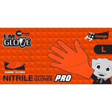 두꺼운 다이아몬드 그립 니트릴장갑 100매 Nitrile Glove, 1개, L, 오렌지