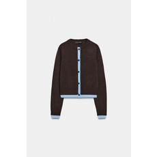 ZARA 콤비네이션 니트 재킷 - 브라운 3581/105/700