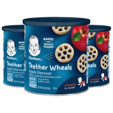 Gerber 티서 휠 42g, 3개, 애플 하베스트 (Apple Harvest)