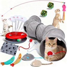 태즈두리안 12개 고양이 터널 세트 대형 접이식 애완동물 튜브 s자형 미로 실내 스틱 담요 턴테이블 공 쥐 물고기 및 소음 종이 운동 놀이