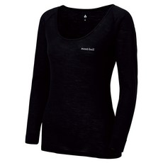 【mont-bell】SPMW L.W U-NECK 女款羊毛薄手內衣 黑 NO.1107663