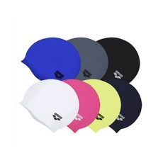 아레나 수영모 vs 플레인 실리콘 수모 A3AC1AC01 A4AC1AC01 화이트 블랙 라임 스카이블루 네이비 그레이 퍼플 수영모자, FREE