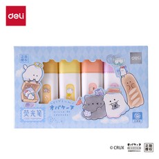 抗晕染荧光笔套装学生记号笔手账笔超萌彩色笔, 1個裝, YY015幽幽家族抗晕染荧光笔(混)(6支/盒):如图