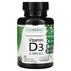 Emerald Laboratories 에메랄드래버러토리스 비타민 D3 60 식물성 캡슐 비타민D 보충제, 1개
