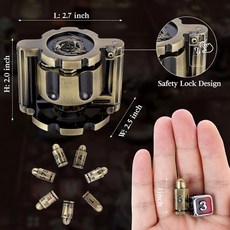 指尖解壓創意指尖陀螺解壓玩具 解壓噴子 手把件陀螺 生日禮物 金屬旋轉左輪骰子套裝COC跑團DND龍與地下城RP, 古青銅, 1個