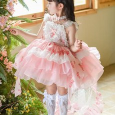 女童洛麗塔公主裙 花仙子風連衣裙 附贈打底衫項鍊髮箍襪子裙撐