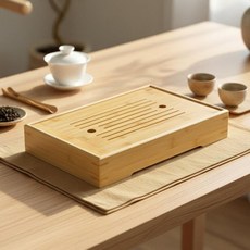 일자무늬 대자무 찻상 36cm 다과상 다기 주기 다도구 홈카페, 1개, 대나무