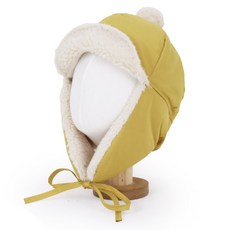 basicm 兒童用(4~7歲) 冬季鋪棉耳罩帽簷毛球帽 (頭圍 52cm)